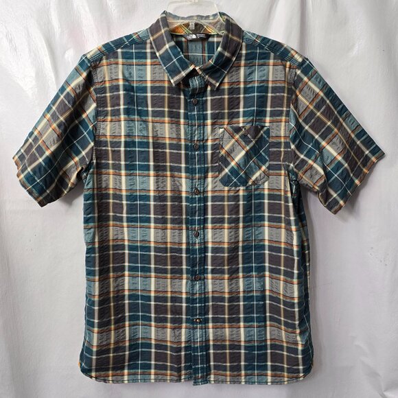 The North Face Plaid Casual Button Down Shirt - Blue and Brown - Picture 8 of 9